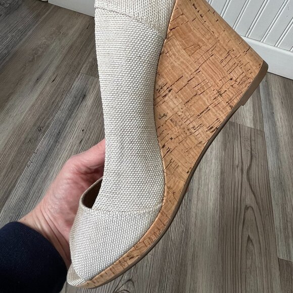 Toms Stella Peep Toe Cork Wedge Sandals, Size 10 - Picture 4 of 8